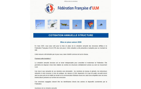 Cotisation annuelle structure